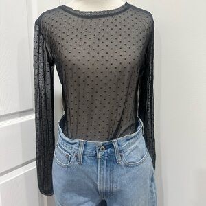 Victoria's Secret Black Sheer Polka Dot Blouse